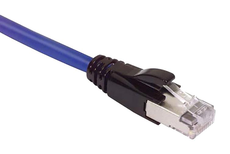 L-COM TRD695APBLU-7 Plenum Rated Shielded Category 6A Cable RJ45 / 23AWG Solid Blue 7.0FT 97AC8829