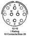 Amphenol Industrial PT07A-12-10S PT07A-12-10S JAM NUT Connector Receptacle Size 12 10 Position Panel