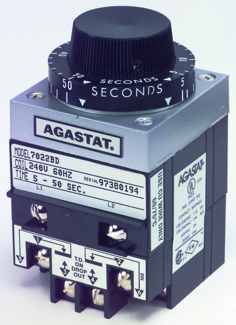 AGASTAT - TE CONNECTIVITY 7012AE TIME DELAY RELAY, DPDT, 200S, 240VAC