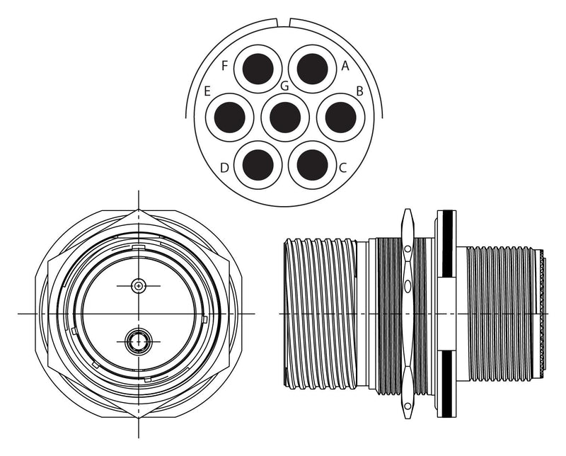 Amphenol Aerospace TVM07DS-25L-10P Circular Conn Rcpt 7POS JAM NUT
