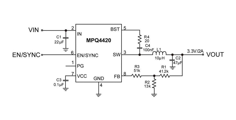 Monolithic Power Systems (MPS) MPQ4420AGJ-P DC-DC Switching Synchronous Buck Regulator 4V-36V in 800mV to 32.4V out 2A 410kHz TSOT-23-8 New