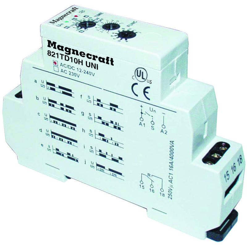 SCHNEIDER ELECTRIC/MAGNECRAFT 821TD10H-UNI TIME DELAY RELAY, SPDT, 10DAYS, 240VAC