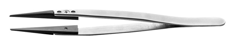 IDEAL-TEK 00CFR.SA Tweezer, ESD, Straight, Flat, Stainless Steel, Carbon Fibre Tip, 130 mm