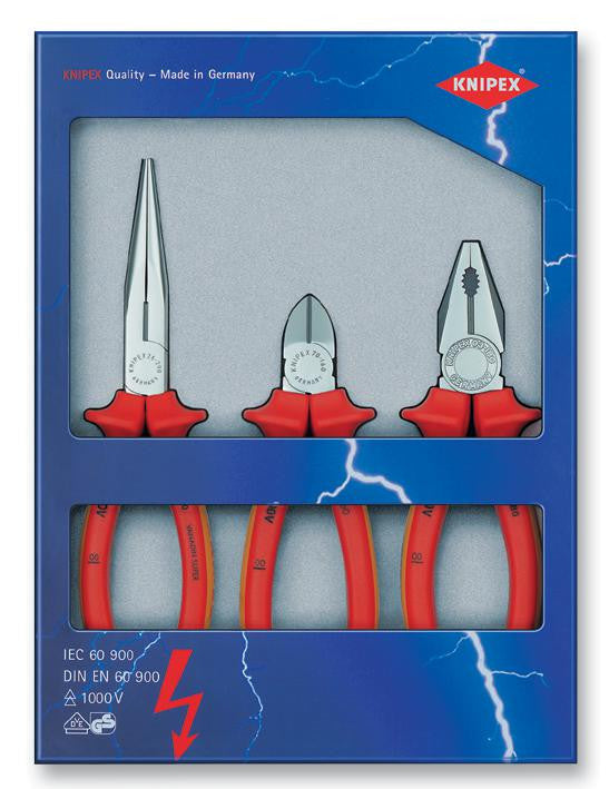 KNIPEX 00 20 12 3 Piece VDE Pliers Set in a Safety Pack