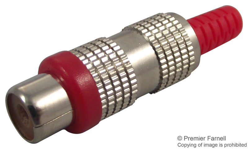 PRO SIGNAL AR70530 RCA (Phono) Audio / Video Connector, 1 Contacts, Socket, Nickel Plated Contacts, Metal Body, Red