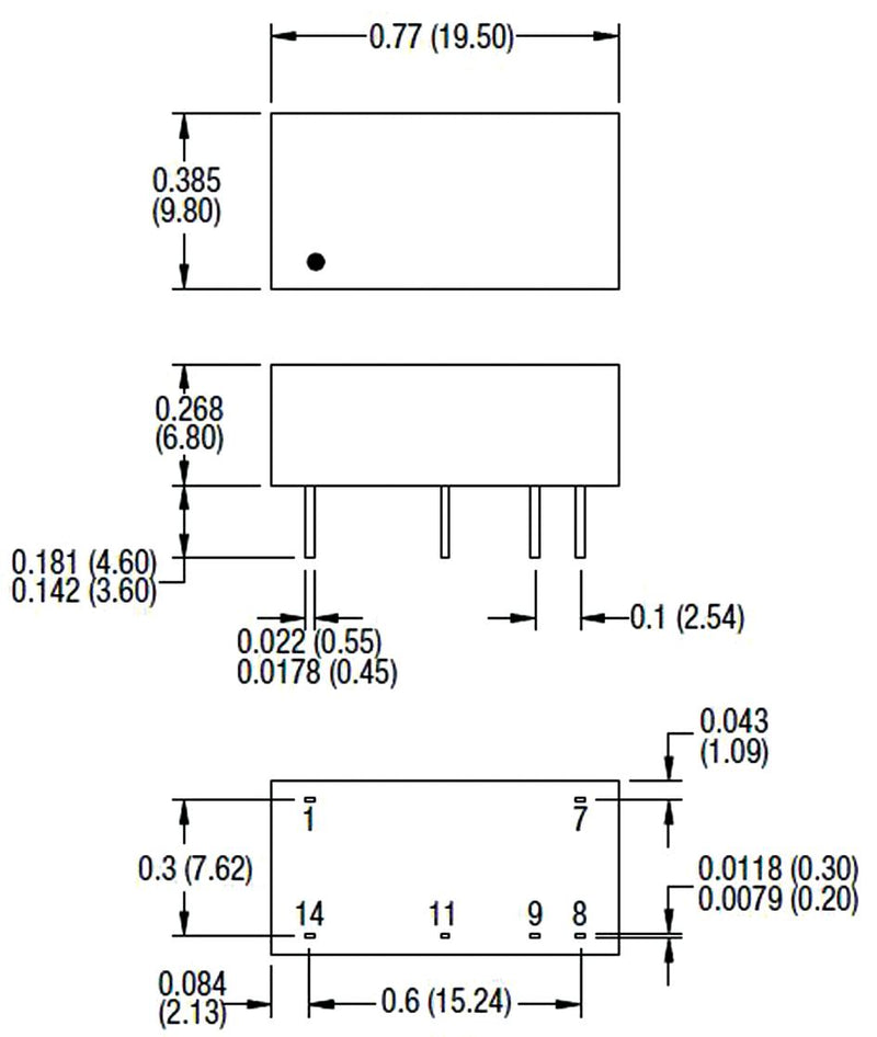 Murata Power Solutions NMA1212DC Isolated Through Hole DC/DC Converter ITE 1:1 1 W 2 Output 12 V 42 mA