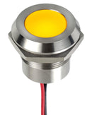 Apem Q22Y5SXXSY12E LED Panel Mount Indicator Yellow 12 VDC 22 mm 40 mA 1.25 cd IP67