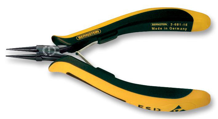 BERNSTEIN WERKZEUGFABRIK 3-681-15 Length Round Nose Pliers, 130mm, ESD Safe, Precision Jaw Adjustment