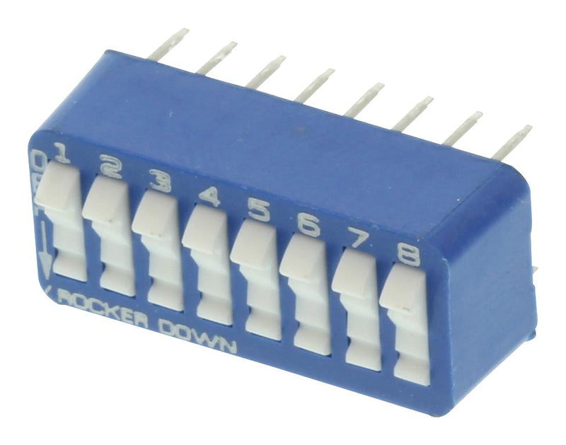 Alcoswitch - TE Connectivity 5435640-5 5435640-5 DIP / SIP Switch 8 Circuits Rocker Through Hole Spst