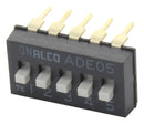 Alcoswitch - TE Connectivity 1825057-4 DIP / SIP Switch 5 Circuits Slide Through Hole Spst 24 VDC 100 mA