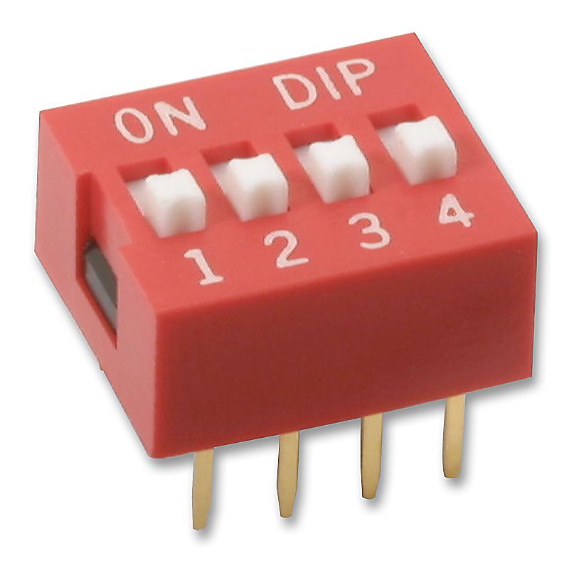 Multicomp PRO MCNDS-04V MCNDS-04V DIP / SIP Switch 4 Circuits Raised Slide Through Hole SPST-NO 24 V 25 mA