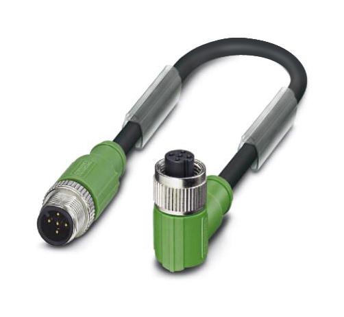 Phoenix Contact SAC-5P-M12MS/ 03-PUR/M12FR SH Sensor Cable M12 Plug 90&deg; Receptacle 5 Positions 300 mm 11.8 "