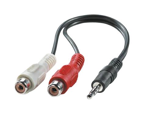 Roline 11.09.4340 Audio / Video Cable Assembly 3.5mm Stereo Jack Plug Phono (RCA) Socket x 2 7.9 &quot; 200 mm Black