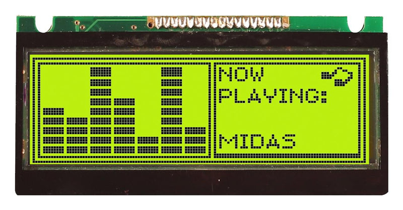 Midas MC122032CA6W-SPTLY MC122032CA6W-SPTLY Graphic LCD 122 x 32 Pixels Black on Yellow / Green 5V Parallel Transflective