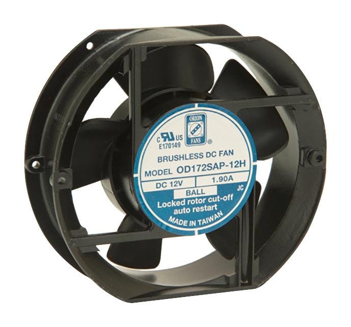 Orion Fans OD172SAP-12HB DC Axial Fan 12 V Rectangular With Rounded Ends 172 mm 51 Ball Bearing 230 CFM