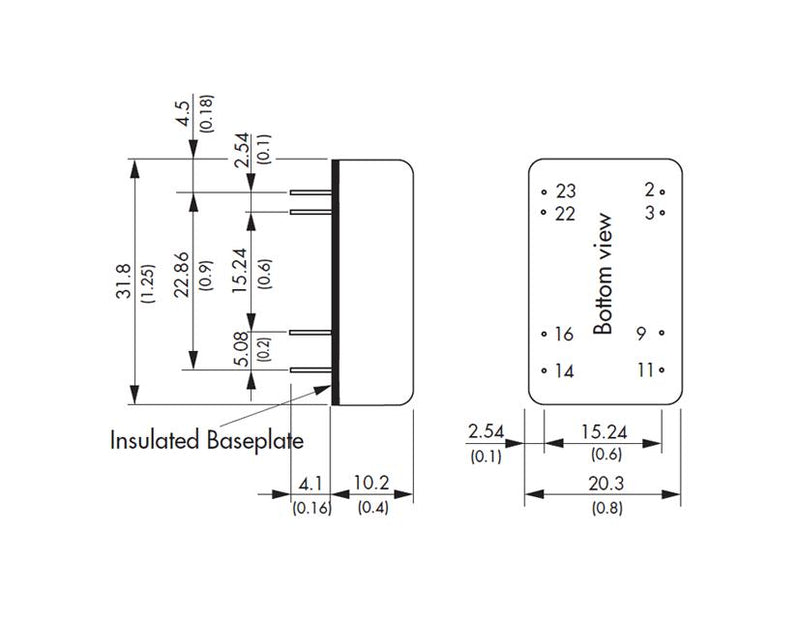 Traco Power TEN 5-2421 TEN 5-2421 Isolated Through Hole DC/DC Converter ITE 2:1 6 W 2 Output 5 V 500 mA