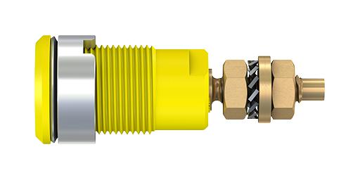 Staubli 23.3020-24 Banana Test Connector 4mm Receptacle Panel Mount 32 A 1 kV Gold Plated Contacts Yellow