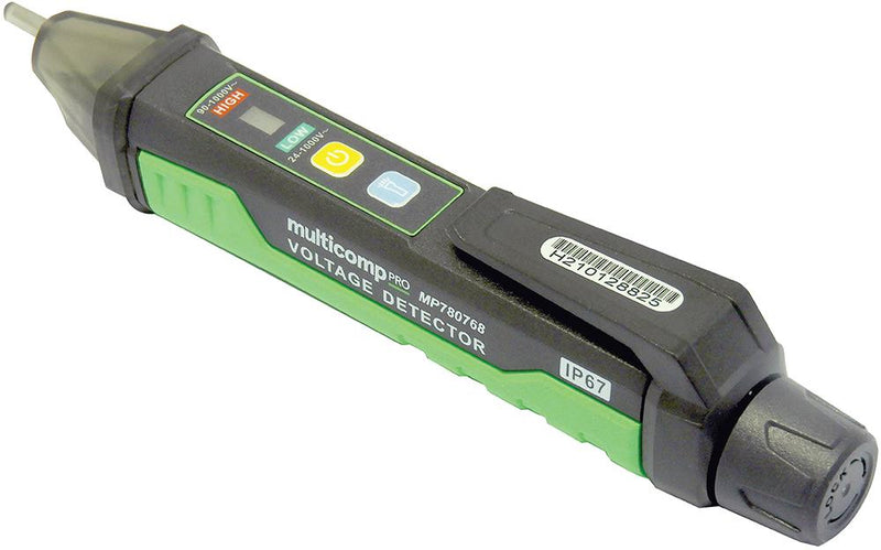 Multicomp PRO MP780768 MP780768 Non-Contact AC Voltage Detector IP67 24V to 1kV LED Buzzer Vibration Mode CAT IV 1000V