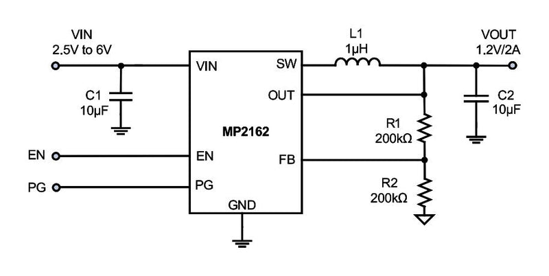 Monolithic Power Systems (MPS) MP2162BGQH-P DC-DC Switching Synchronous Buck Regulator 2.5V-6V in 600mV to 6V out 2A 1.5MHz QFN-8 New