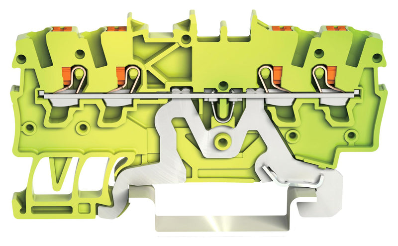 Wago 2200-1407 DIN Rail Mount Terminal Block 4 Ways 24 AWG 16 1 mm&sup2; Push In 13.5 A