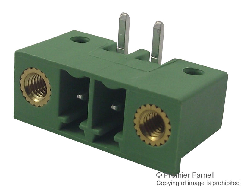 Phoenix Contact MC 15/ 2-GF-381-LR MC 2-GF-381-LR Terminal Block w/Flange Header 3.81 mm 2 Ways 8 A 160 V Through Hole Right Angle