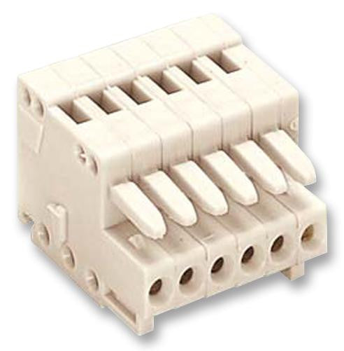 WAGO 733-106 Pluggable Terminal Block, 2.5 mm, 6 Ways, 28 AWG, 20 AWG, 0.5 mm&iuml;&iquest;&frac12;, Clamp