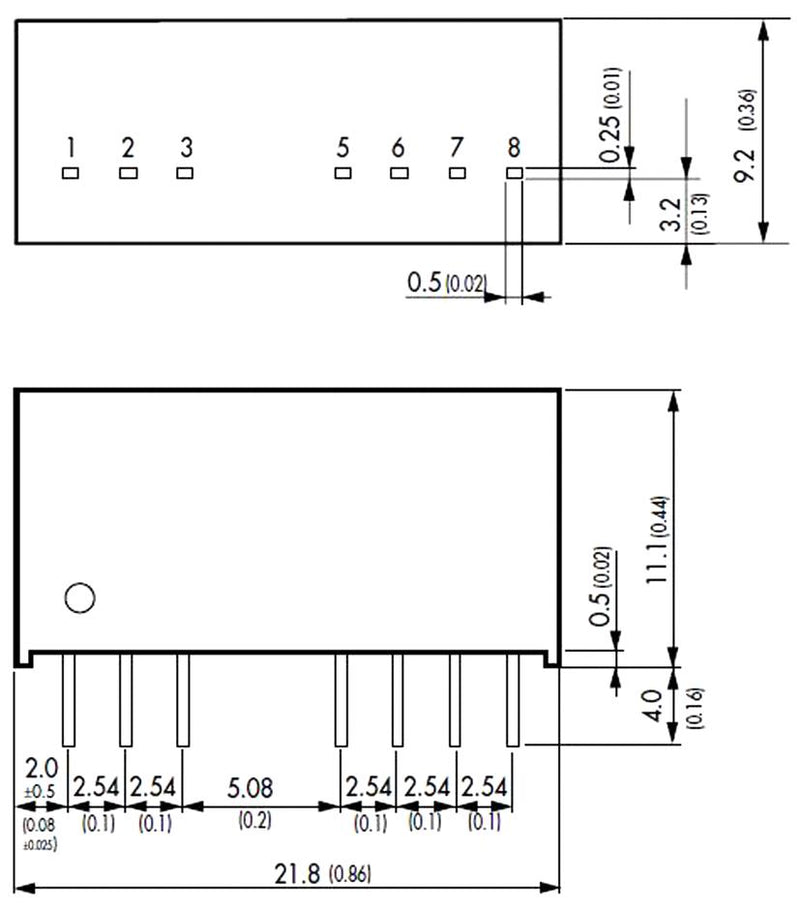 Traco Power TMR 6-1222 TMR 6-1222 Isolated Through Hole DC/DC Converter ITE 2:1 6 W 2 Output 12 V 250 mA