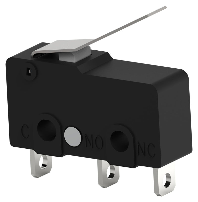 Alcoswitch - TE Connectivity SAJ25YXUL1147SDTSEQ Microswitch Subminiature Upward Bent Hinge Lever Spdt Solder Lug 5 A