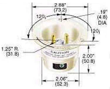 HUBBELL WIRING DEVICES HBL2325 CONNECTOR, POWER ENTRY, PLUG, 20A