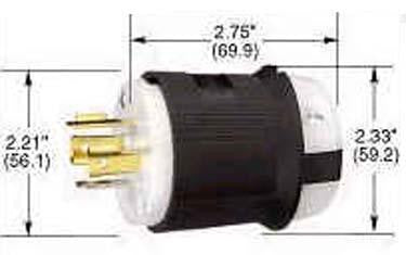 HUBBELL WIRING DEVICES HBL2411 CONN, POWER ENTRY, PLUG, 3P4W, 20A 125/250V, L14-20P