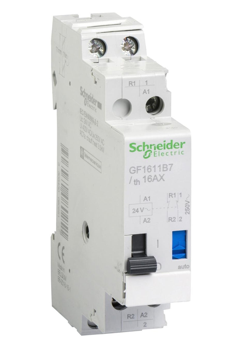 Schneider Electric GF1611B7 Power Relay SPST-NO SPST-NC 24 VAC 16 A Tesys Series DIN Rail