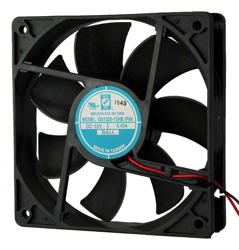 Orion Fans OD1225-12HBIP68 DC Axial Fan 12 V Square 120 mm 25 Ball Bearing CFM