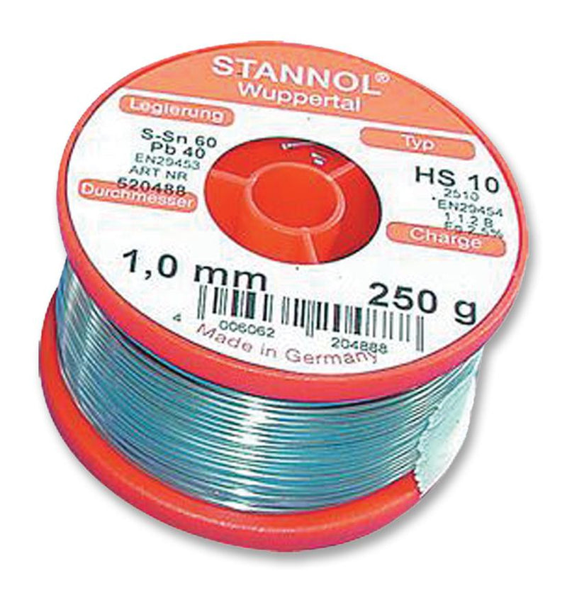 STANNOL HS10 2510 1,2MM 250G STANNOL Solder Wire, 60/40, 1.2mm Diameter, 183&iuml;&iquest;&frac12;C, 250g