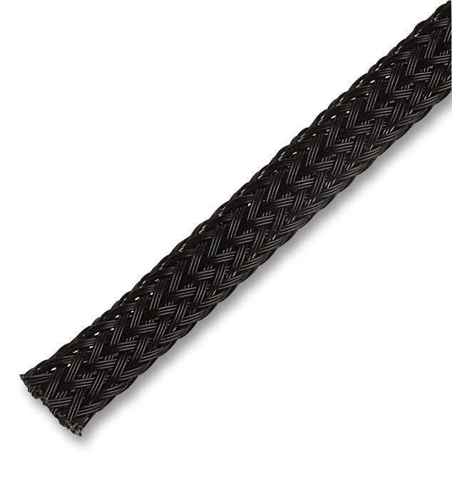 PRO POWER PA668BK100C Sleeving, Self Extinguishing, Braided, 100 m, 328 ft, 8 mm, Nylon (Polyamide), Black