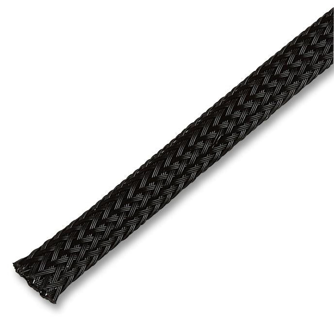 PRO POWER PET25BK15MR Sleeving, Expandable, Braided, 15 m, 50 ft, 32 mm, PE (Polyester), Black