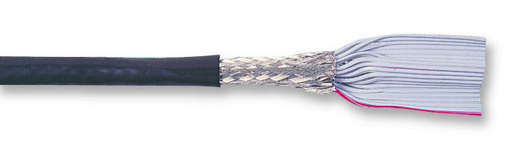 3M 3659-34 Ribbon Screened Cable, Round Jacketed Flat, Per M, Black, 34 Core, 28 AWG, 0.072 mm&sup2;
