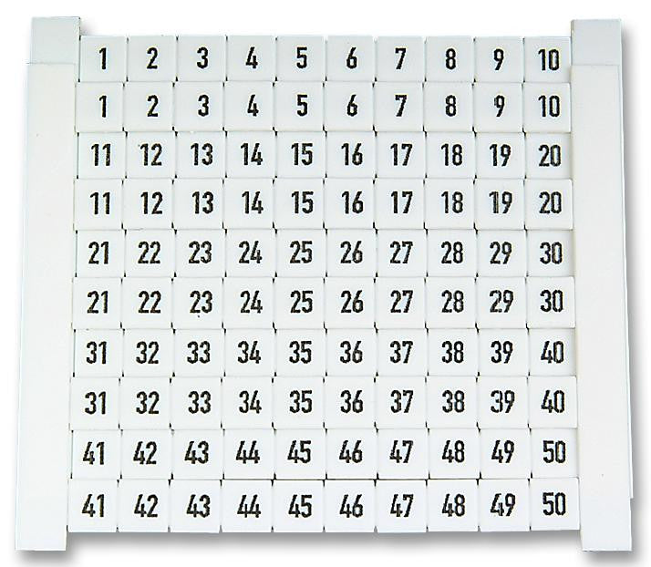 WEIDMULLER DEK6-046866 6FW Terminal Block Marker, Marker Card, Terminal Blocks, 1 - 50, 5 mm