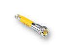 CML INNOVATIVE TECHNOLOGIES 19010352 LED Panel Mount Indicator, Satin Chrome Bezel, Yellow, 8 mm, 24 VDC, 20 mA, 8 mcd, IP67