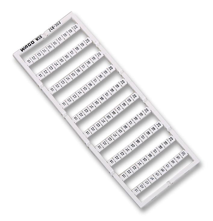 WAGO 248-503 Marker Card, Horizontal, 11-20, White, Identification, Pack of 10