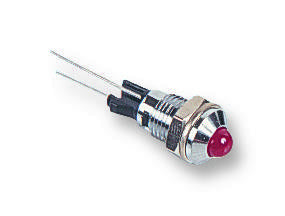 MENTOR 2665.8021 LED Panel Mount Indicator, Chrome Plated, Red, 2.25 VDC, 8 mm, 20 mA, 5 mcd, Not Rated