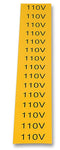 TE CONNECTIVITY 13033 Label, 110V, Vinyl, Black on Yellow, Self Adhesive, 11mm x 30mm, Card of 20