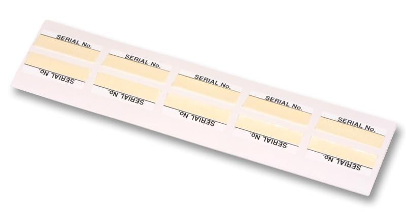 TE CONNECTIVITY 18001 Label, Serial No, Vinyl, White, Self Adhesive, 15mm x 40mm, Pack of 100