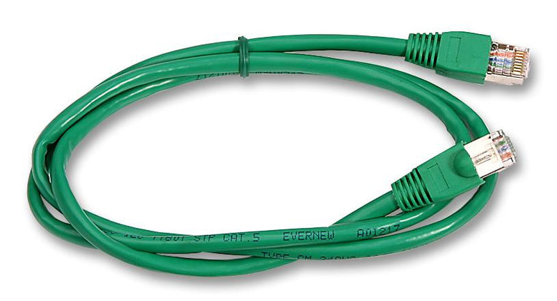 VIDEK 2965-0.3G Ethernet Cable, Patch Lead, Cat5e, RJ45 Plug to RJ45 Plug, Green, 300 mm