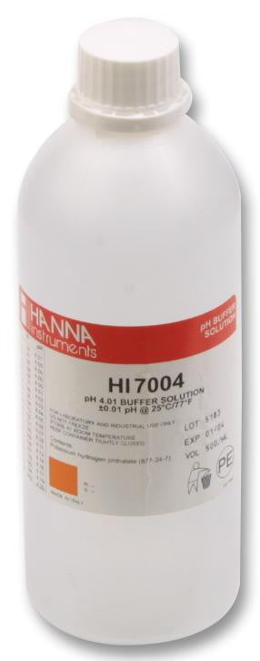 HANNA INSTRUMENTS HI-7004L PH BUFFER, 4.01, BOTTLE, 500ML