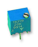 VISHAY T63YB103KT20 Trimmer Potentiometer, 10 kohm, 250 mW, &plusmn; 10%, T63 Series, 15 Turns, Through Hole