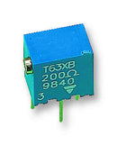 VISHAY T63XB202KT20 Trimmer Potentiometer, 2 kohm, 250 mW, &plusmn; 10%, T63 Series, 15 Turns, Through Hole