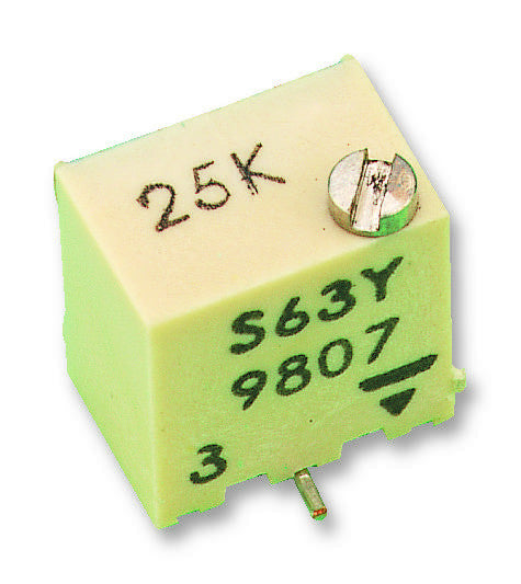 VISHAY TS63Y203KT20 Trimmer Potentiometer, 20 kohm, 250 mW, &plusmn; 10%, TS63Y Series, 13 Turns, Surface Mount Device