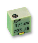 BOURNS 3214W-1-501E Trimmer Potentiometer, 500 ohm, 250 mW, &plusmn; 10%, Trimpot 3214 Series, 5 Turns, Surface Mount Device