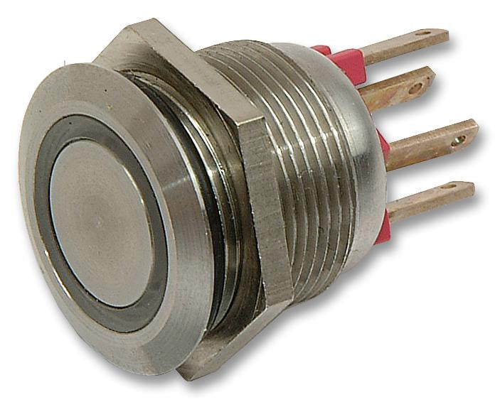 BULGIN MPI002/28/BL Vandal Resistant Switch, MPI002 Series, SPST-NO, Natural, Connector, 50 mA