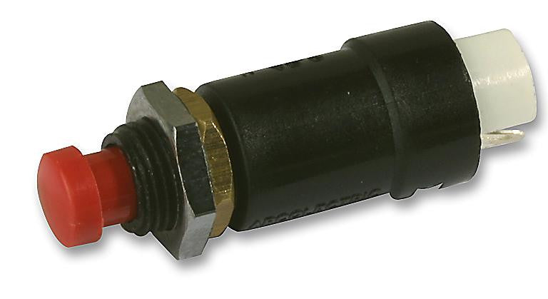 ARCOLECTRIC T0918SOAAB Pushbutton Switch, On-(Off), SPST-NC, 250 V, 500 mA, Solder